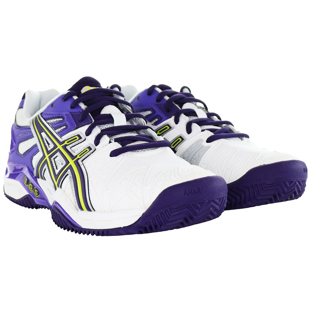 Asics Gel-Resolution 5 Clay Womens White/Purple Tennis Trainers