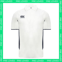 Canterbury Pro Cricket Kids Off White Polo Shirt - Dirty Marks