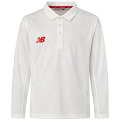 New Balance Logo Kids Off White Cricket Polo Shirt