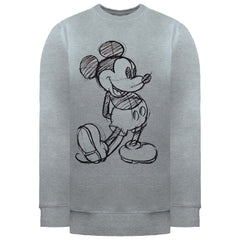 Disney Mickey Mouse Sketch Womens Grey Sweater