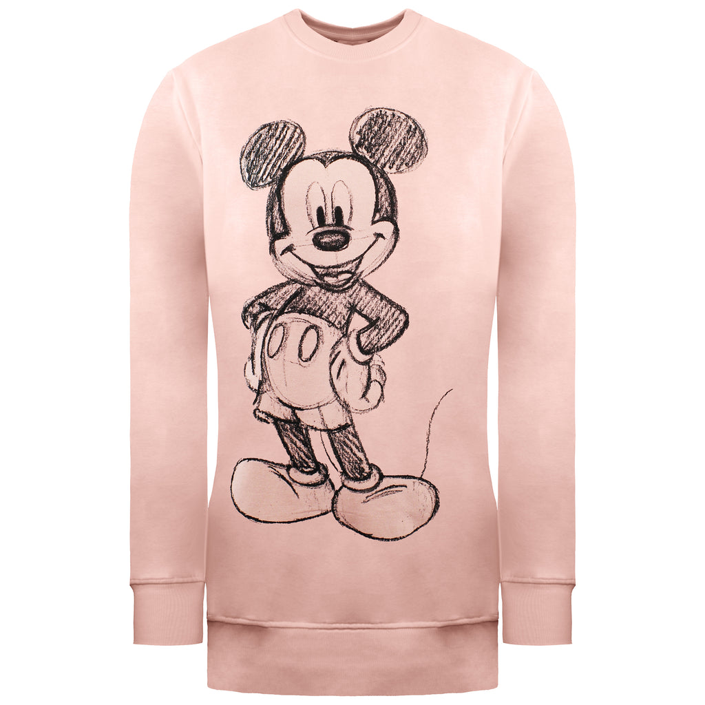 Disney Mickey Forward Sketch Womens Pink Sweater