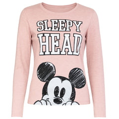 Disney Mickey Nap Womens Pink/Grey Pyjama Set