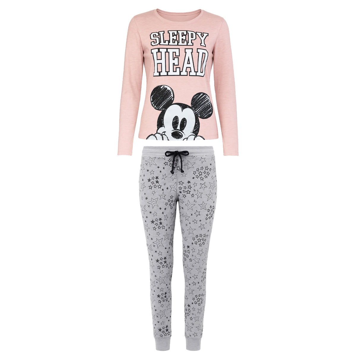 Disney Mickey Nap Womens Pink/Grey Pyjama Set