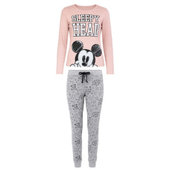 Disney Mickey Nap Womens Pink/Grey Pyjama Set