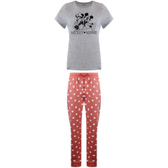 Disney Mickey & Minnie Womens Grey/Pink Pyjama Set