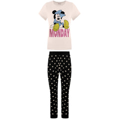 Disney Minnie Mouse Monday Womens Pink/Black Pyjama Set