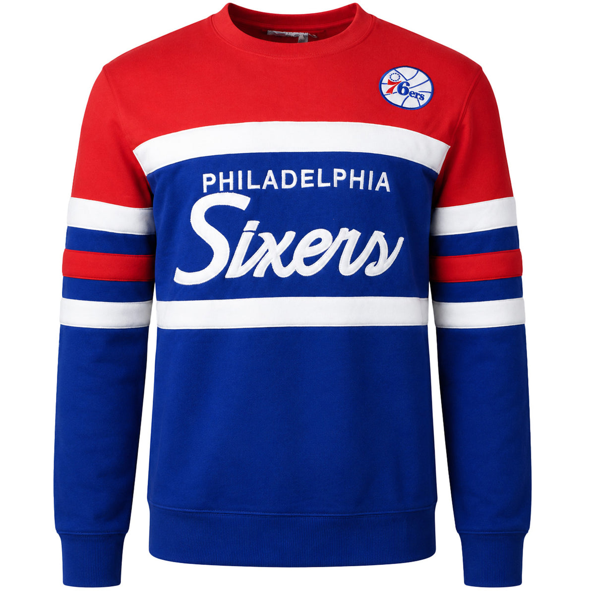 Mitchell & Ness NBA Philadelphia 76ers Head Coach Mens Blue Sweater