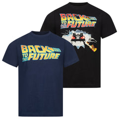 Back To The Future 2-Pack Mens Black/Navy T-Shirt