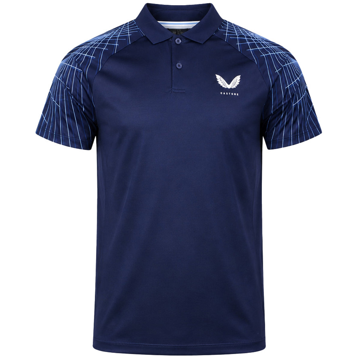 Castore Club Shoulder Graphic Mens Navy Golf Polo Shirt