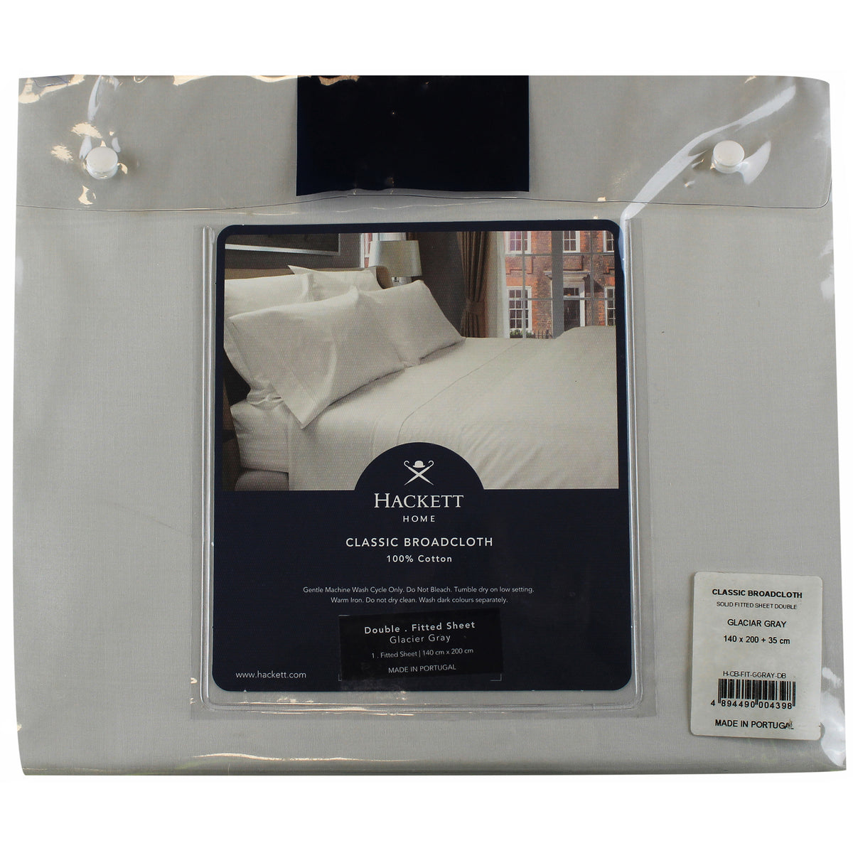Hackett Classic Broadcloth Solid Fitted Grey Sheet Double