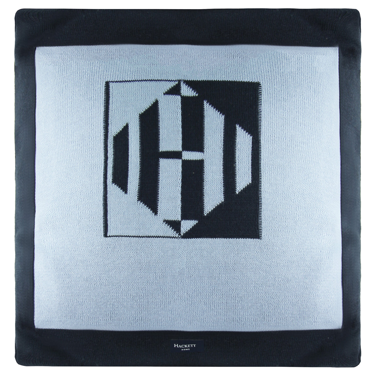 Hackett Contrast Monogram Navy Knitted Pillow