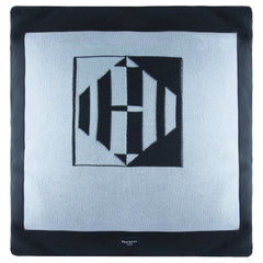 Hackett Contrast Monogram Navy Knitted Pillow