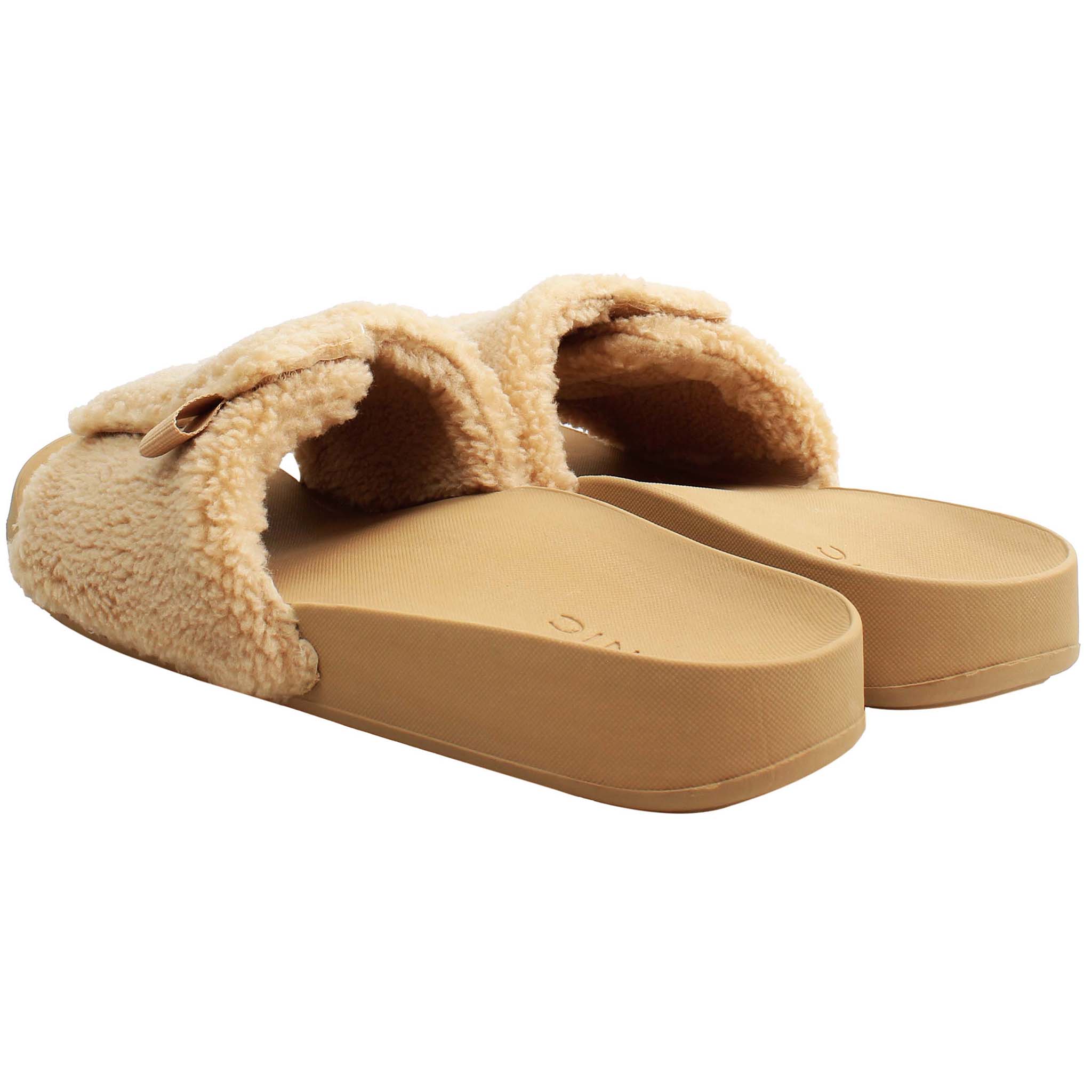 Vionic Keira Shearling Womens Brown Sliders