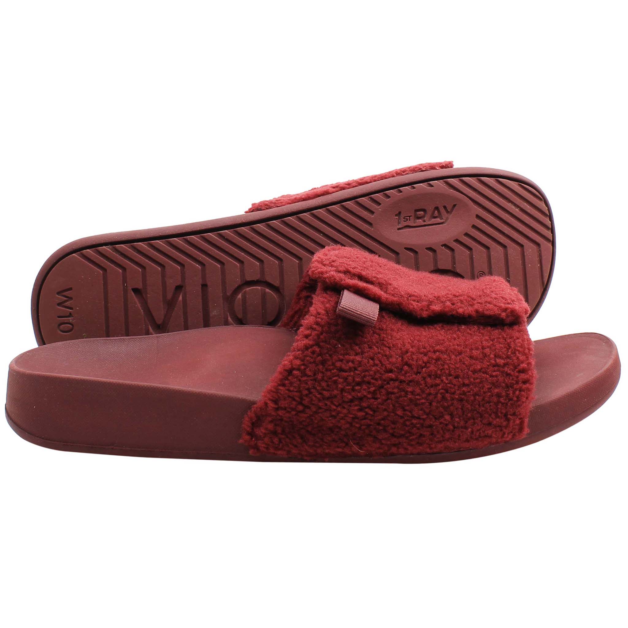 Vionic Keira Shearling Womens Red Sliders