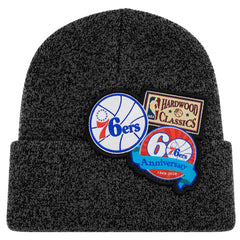 Mitchell & Ness NBA Philadelphia 76ers XL Logo Patch Knit Dark Grey Beanie