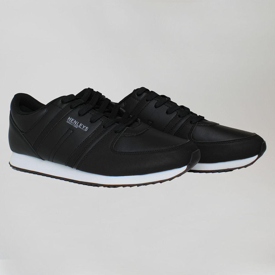 Henleys Renner Mens Black Running Trainers NO BOX