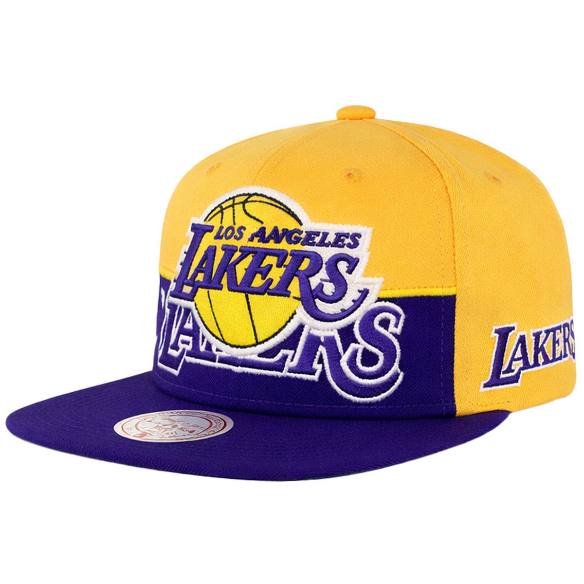 Mitchell & Ness NBA Los Angeles Lakers Half and Half Purple/Yellow Cap