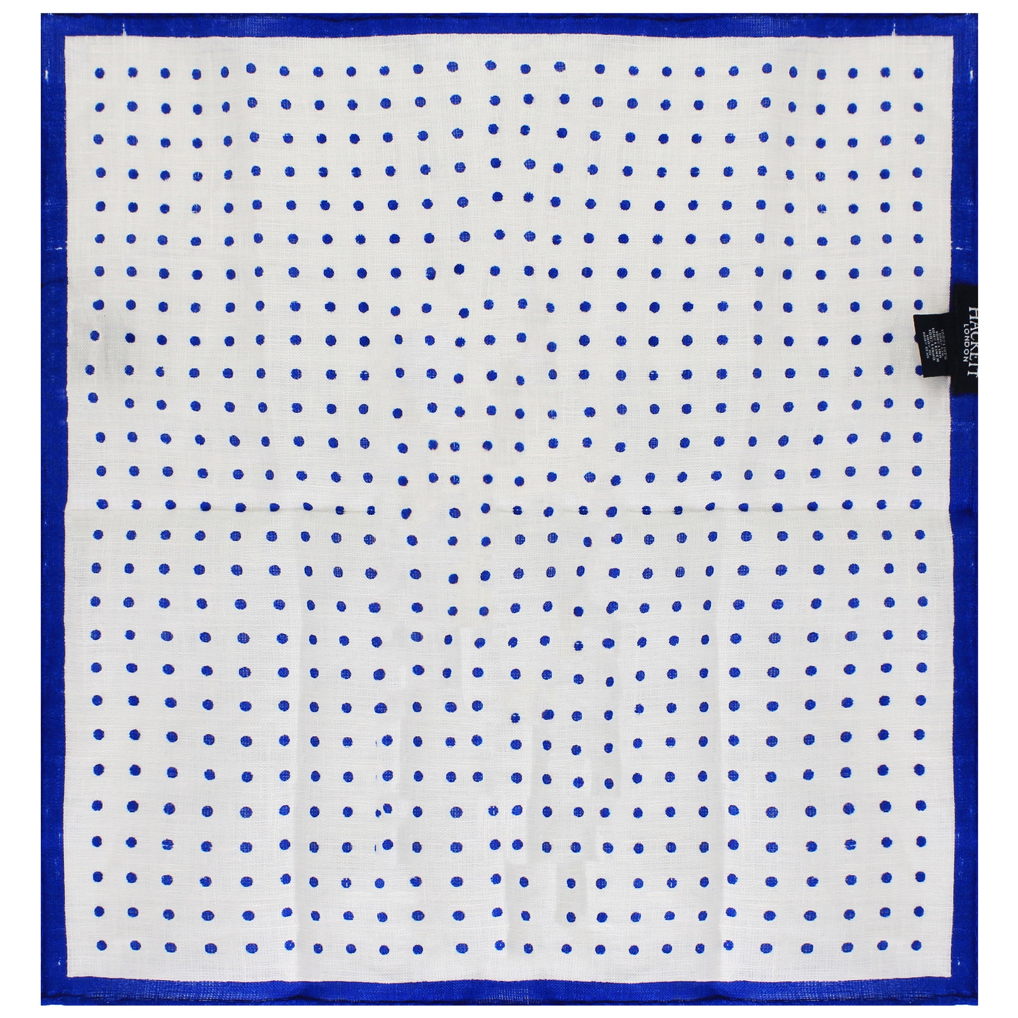 Hackett London Dot with Border Mens White Hank Handkerchiefs