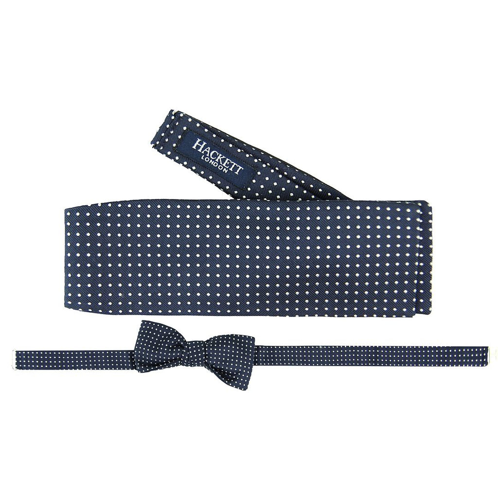 Hackett London Printed Silk Mens Navy Bow Ties