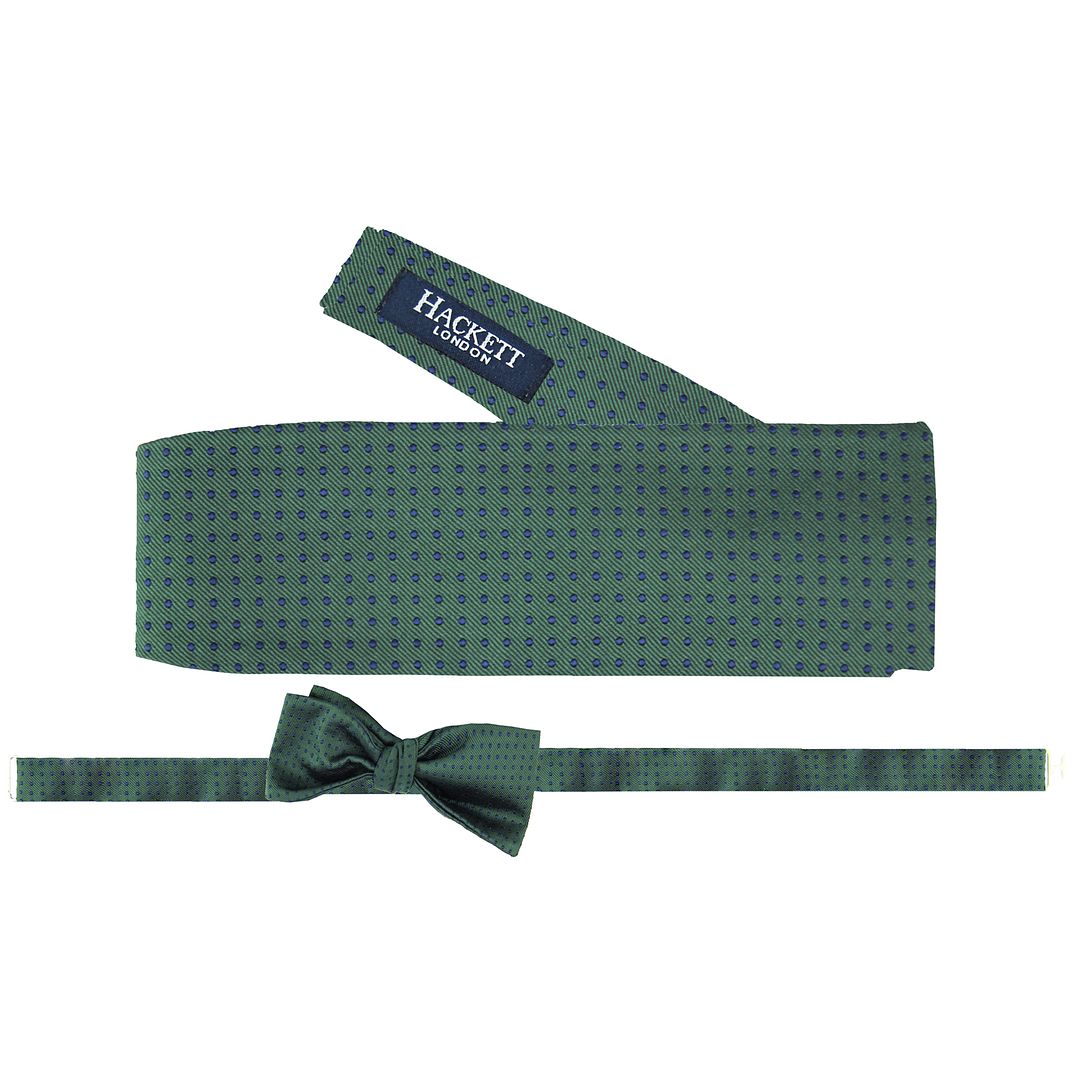 Hackett London Printed Silk Mens Dark Green Bow Ties