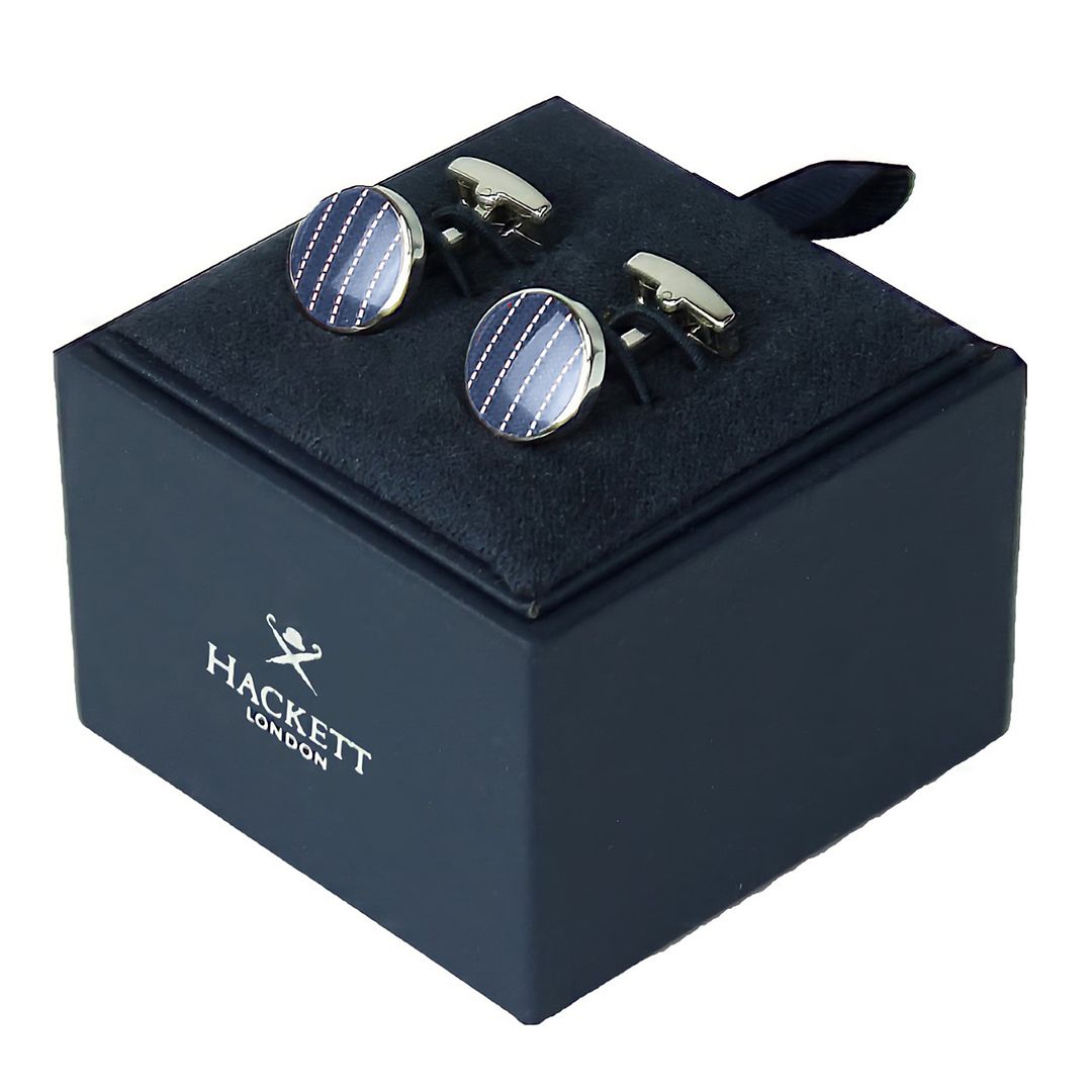 Hackett London Pin Stripe Mens Navy Cufflinks