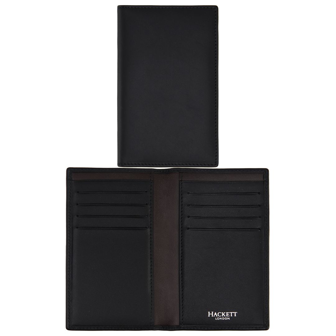 Hackett London Leather Mens Black Card Holder