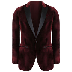 Hackett London Peak Lapel Mens Wine Velvet Blazer