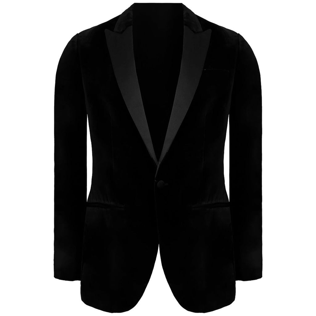 Hackett London Peak Lapel Mens Black Velvet Blazer