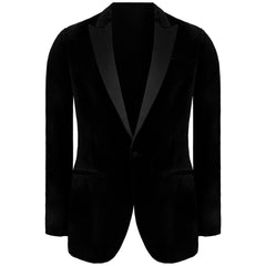 Hackett London Peak Lapel Mens Black Velvet Blazer