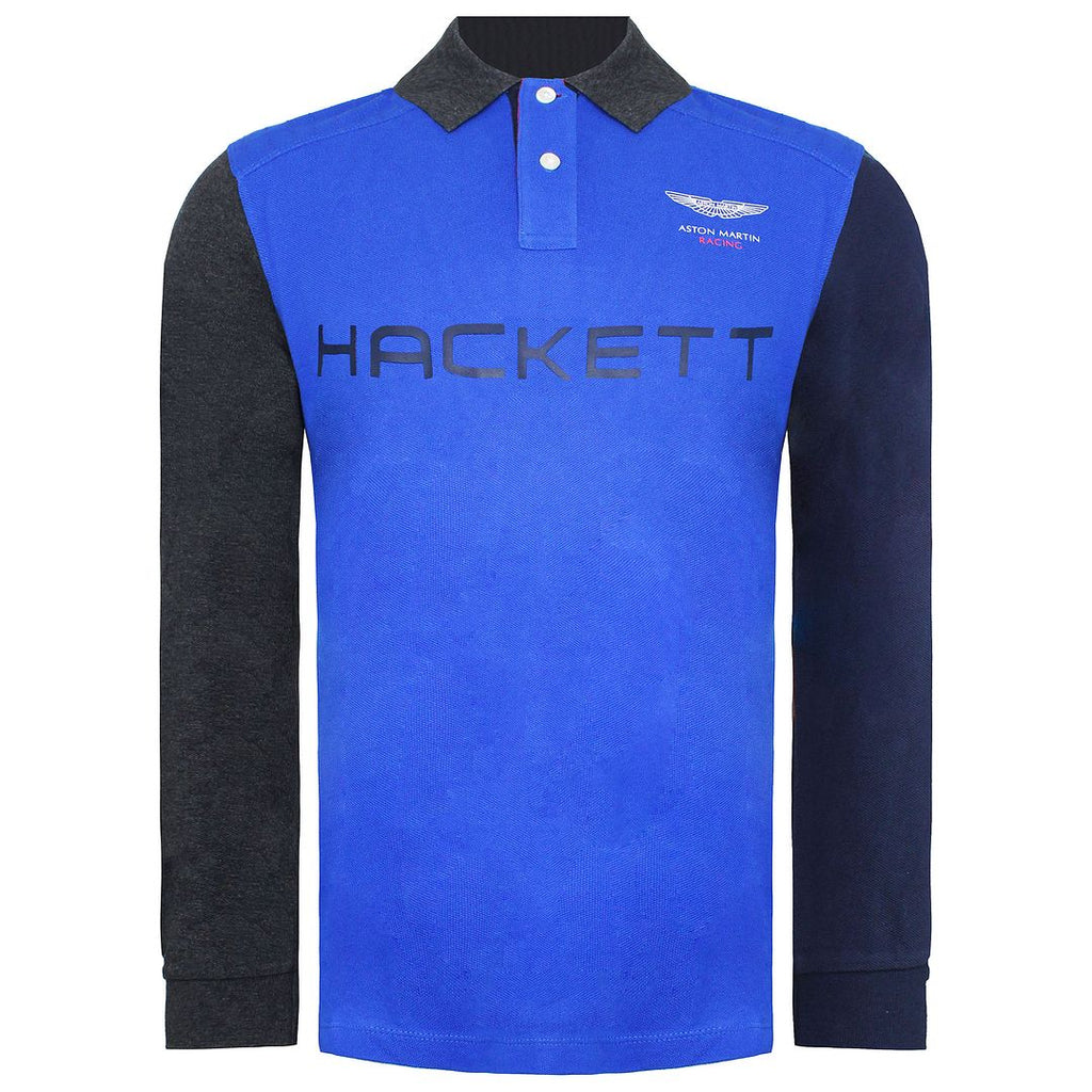 Hackett Aston Martin Racing Panel Mens Blue Polo Shirt