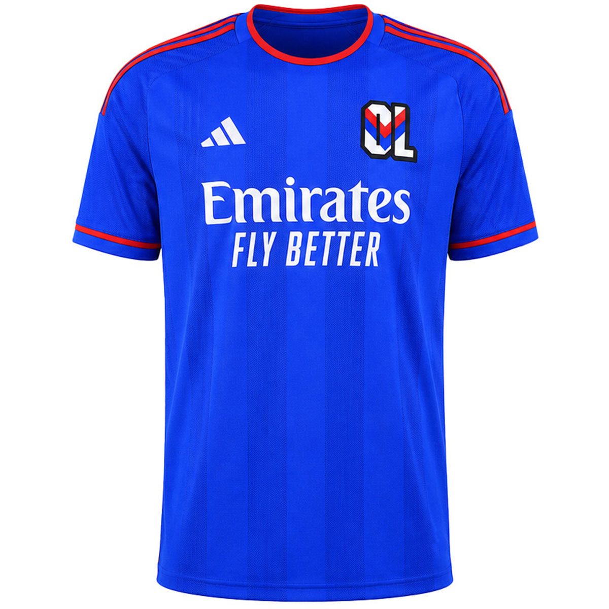 Adidas 2023-24 Olympique Lyon Mens Blue Football Shirt