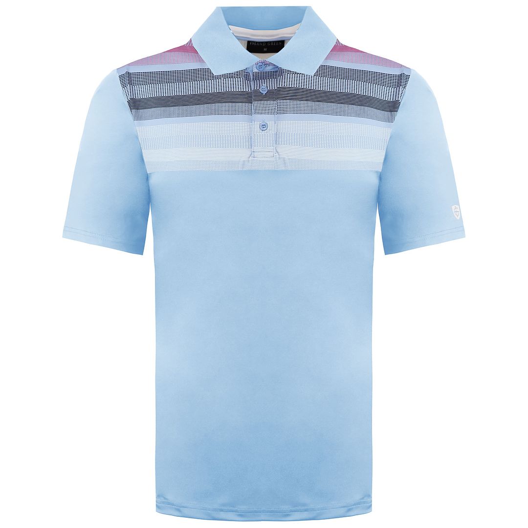 Island Green Matrix Print Mens Blue Golf Polo Shirt – Sport It First
