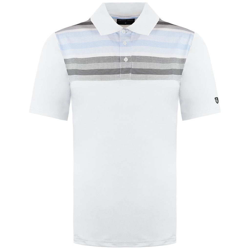 Island Green Matrix Print Mens White Golf Polo Shirt