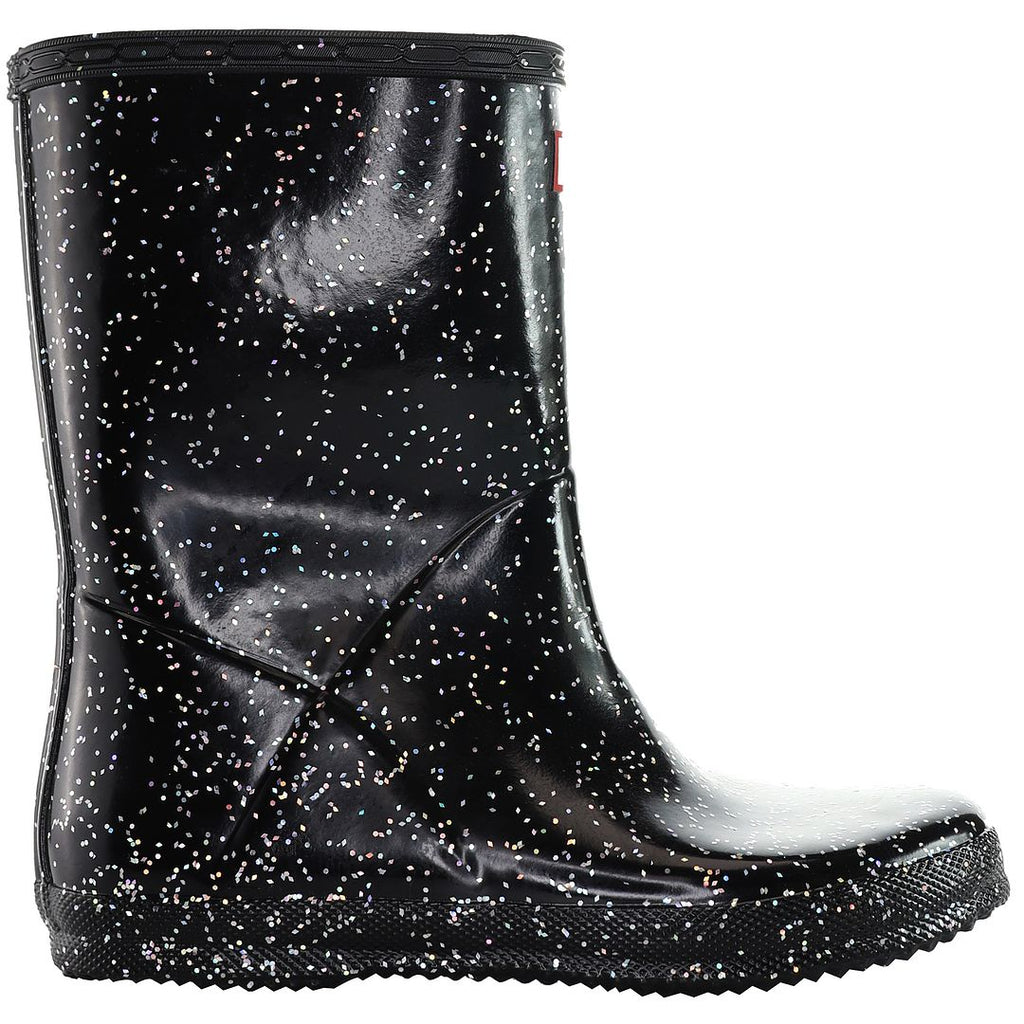 Hunter Giant Glitter Kids Black Wellington Boots