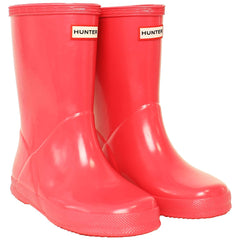 Hunter Gloss Kids Pink Wellington Boots