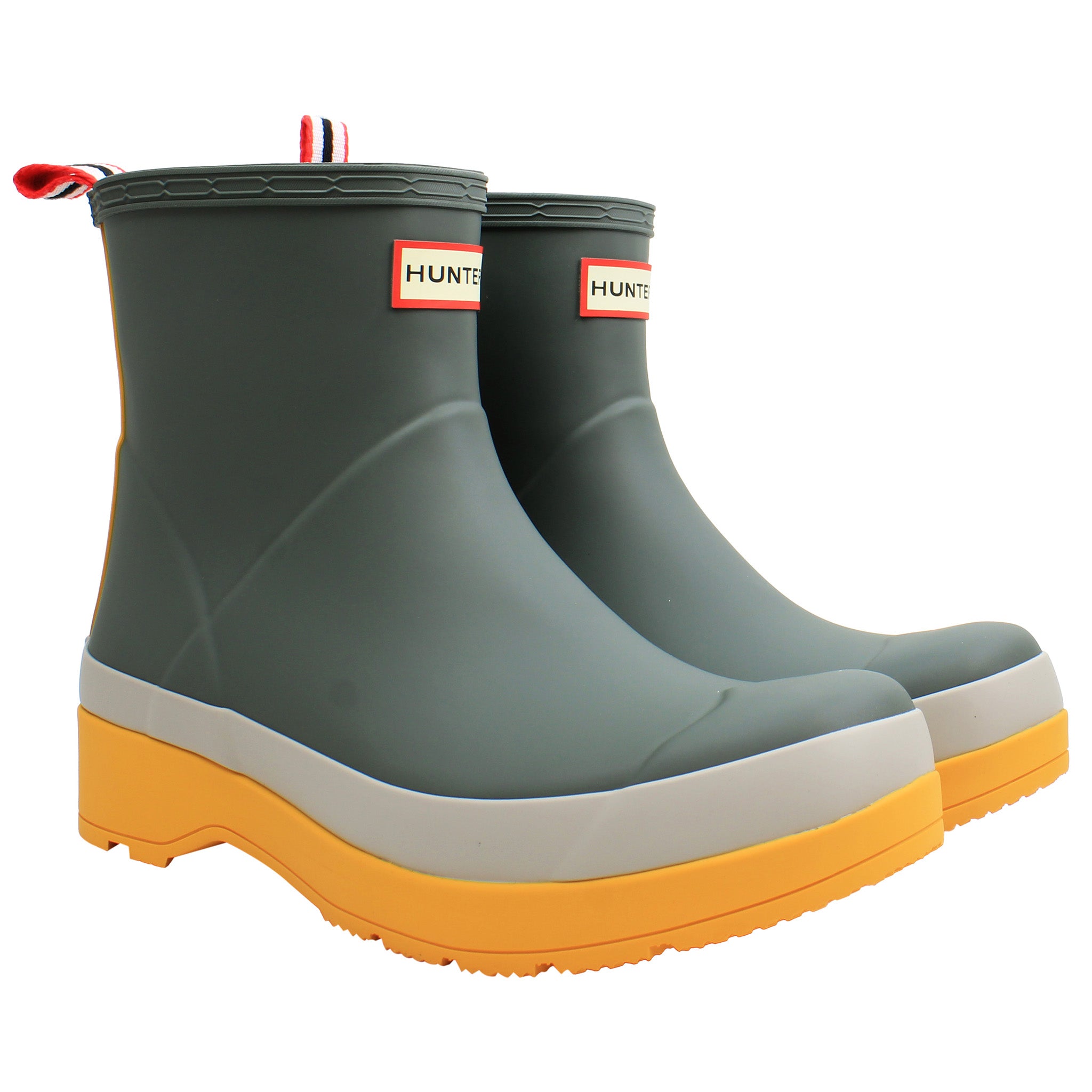 Hunter Play Short Mens Grey Wellington Boots