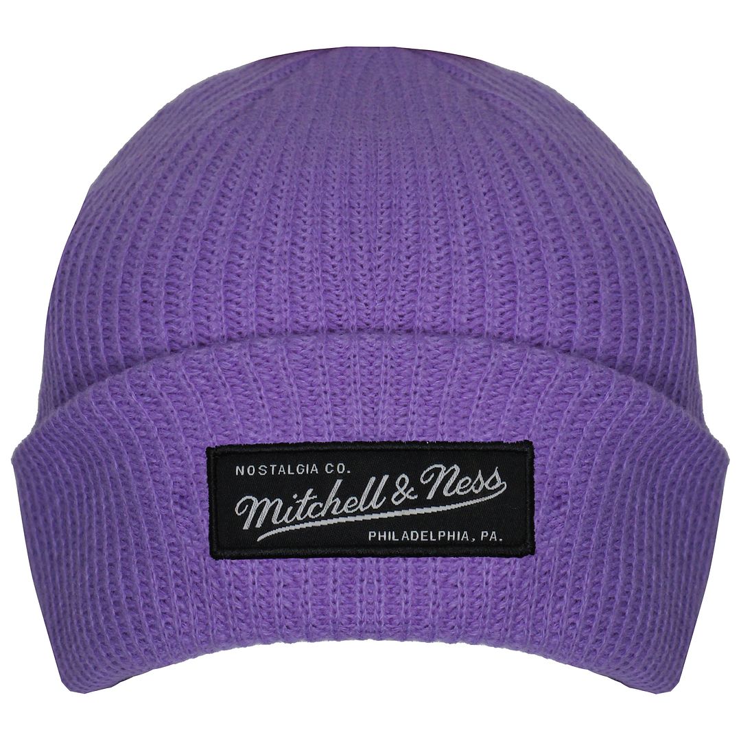 Mitchell & Ness Box Logo Mens Purple Knit Beanie