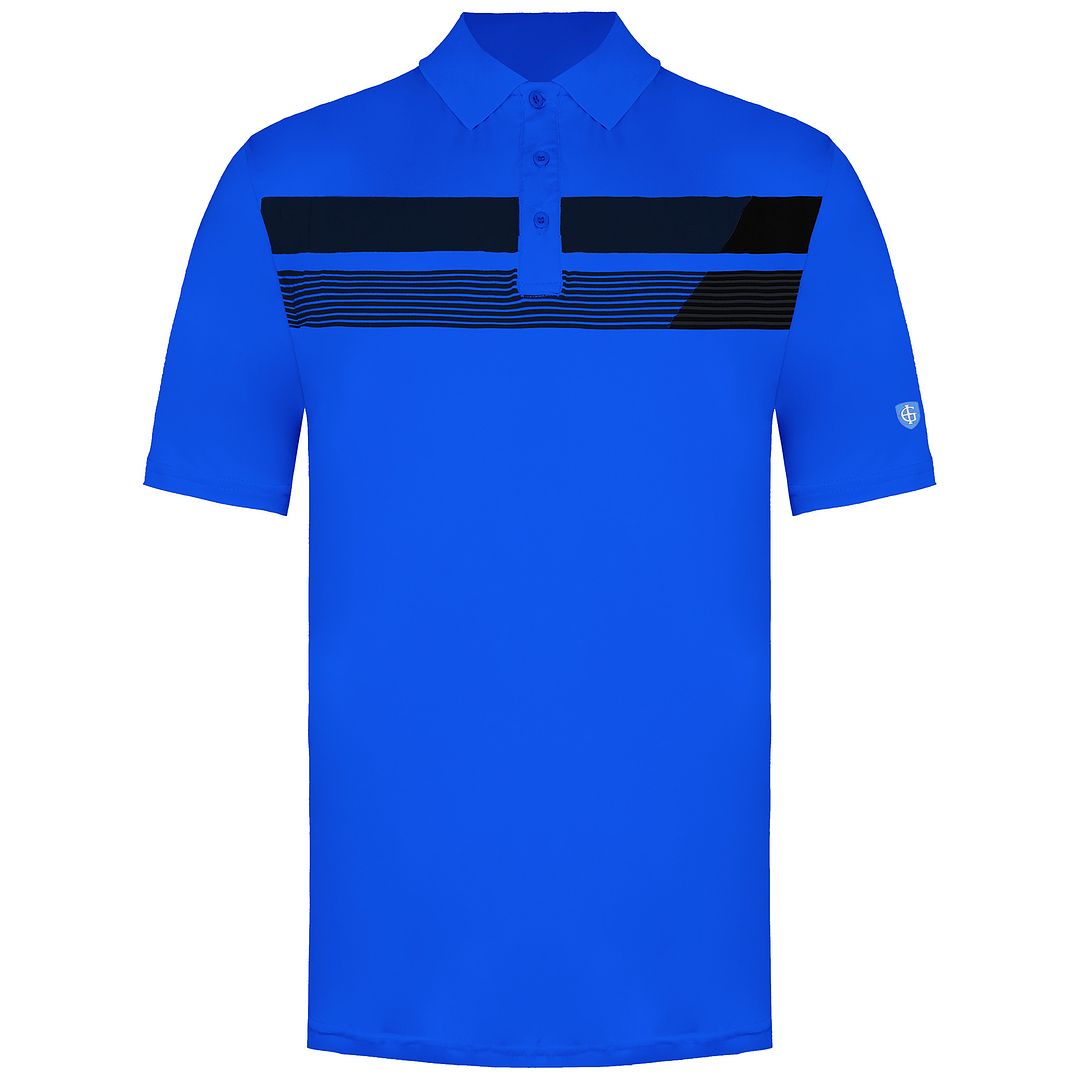 Island Green Asymetric Print Mens Blue Golf Polo Shirt