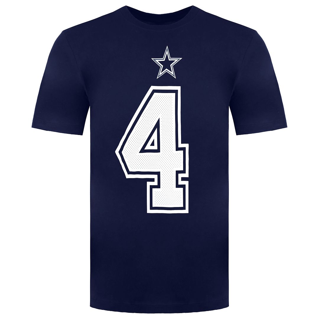 Nike NFL Dallas Cowboys 4 Dak Prescott  Mens Navy T-Shirt