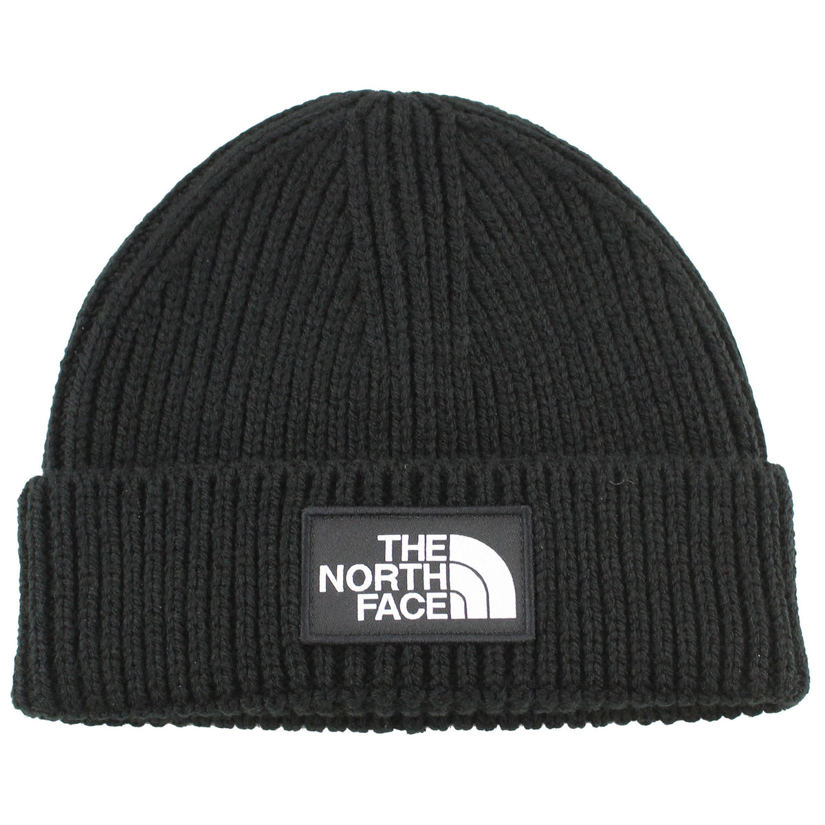 The North Face Logo Box Cuffed Black Beanie