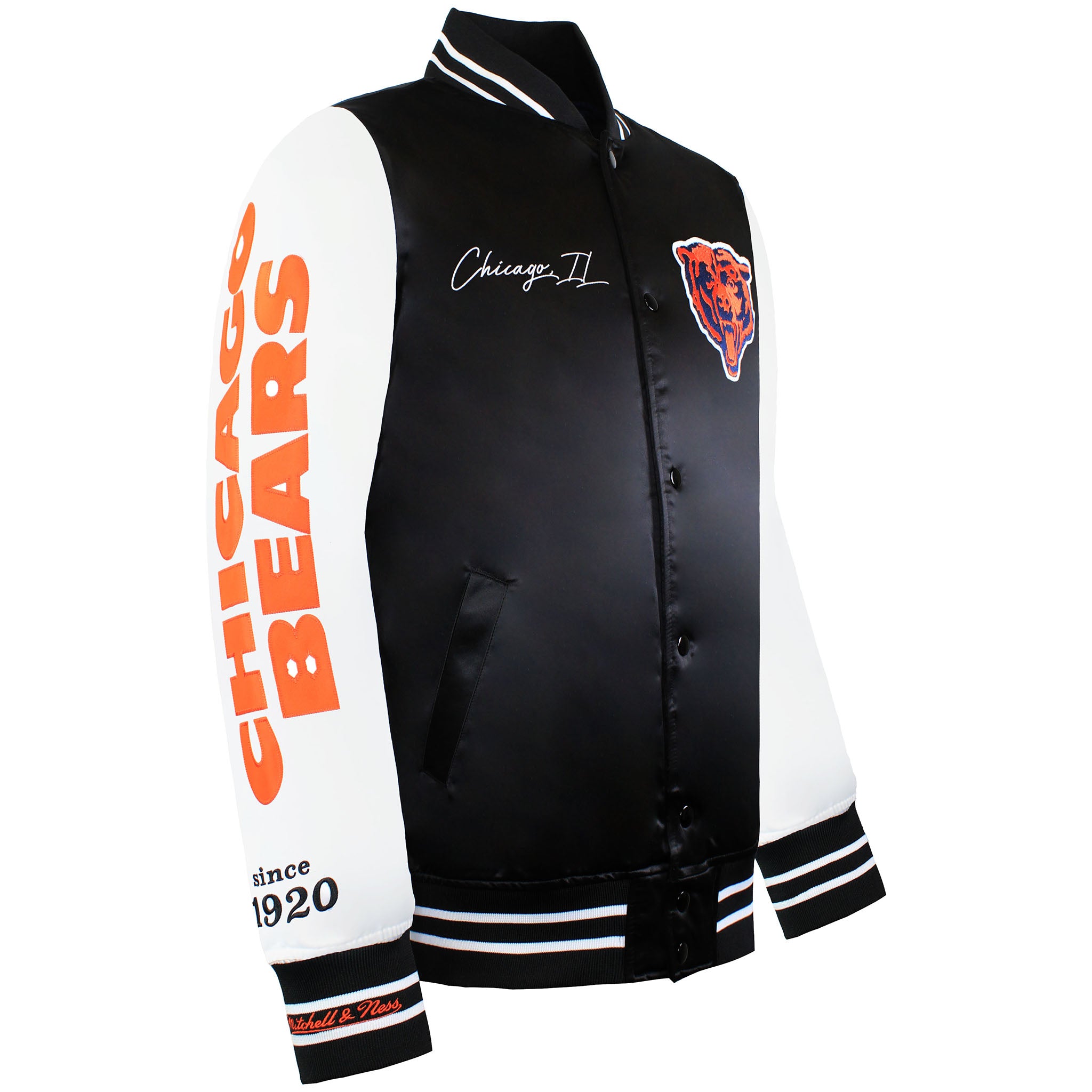Mitchell & Ness NFL Chicago Bears Mens Satin Bomber Jacket
