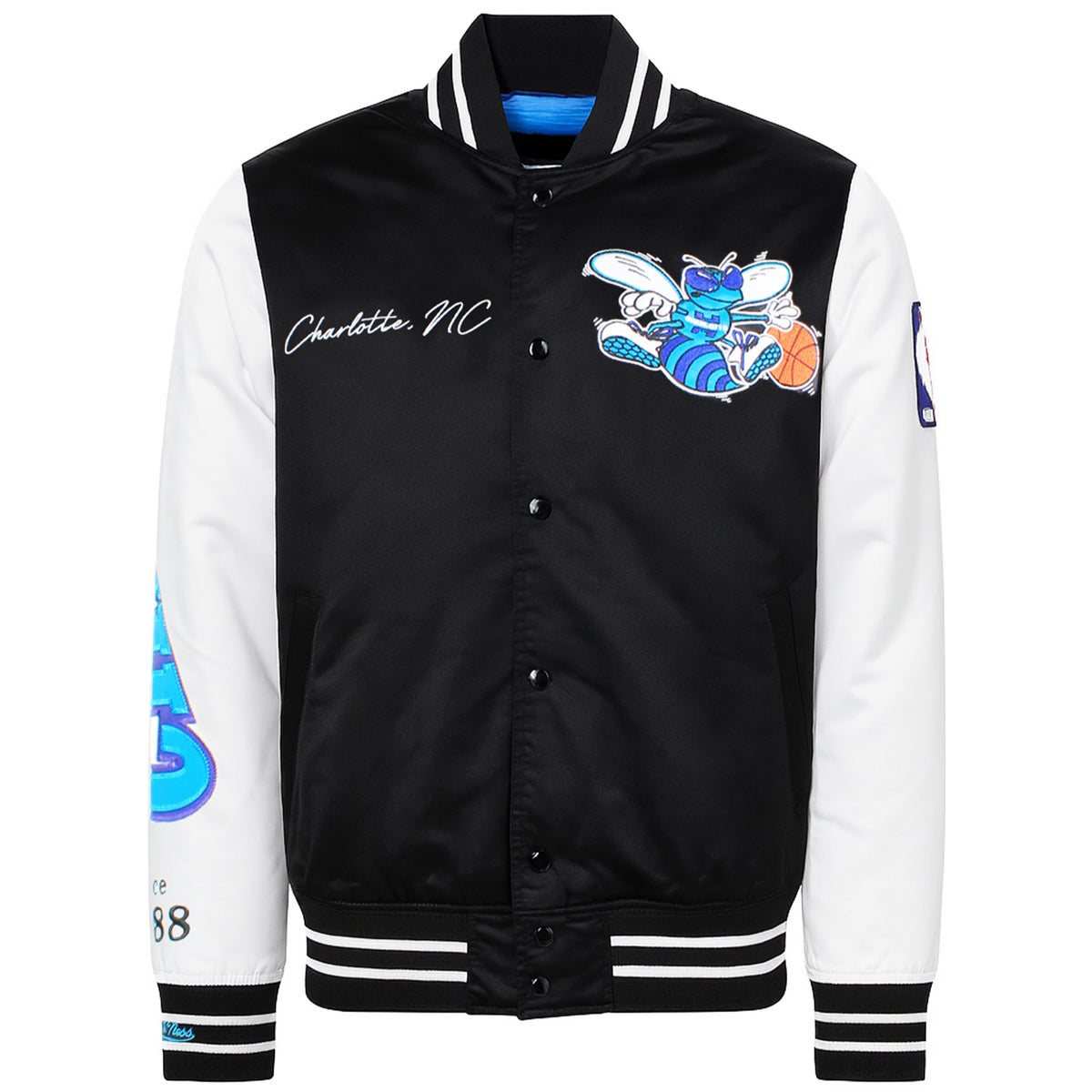 Mitchell & Ness NBA Charlotte Hornets Mens Satin Bomber Jacket