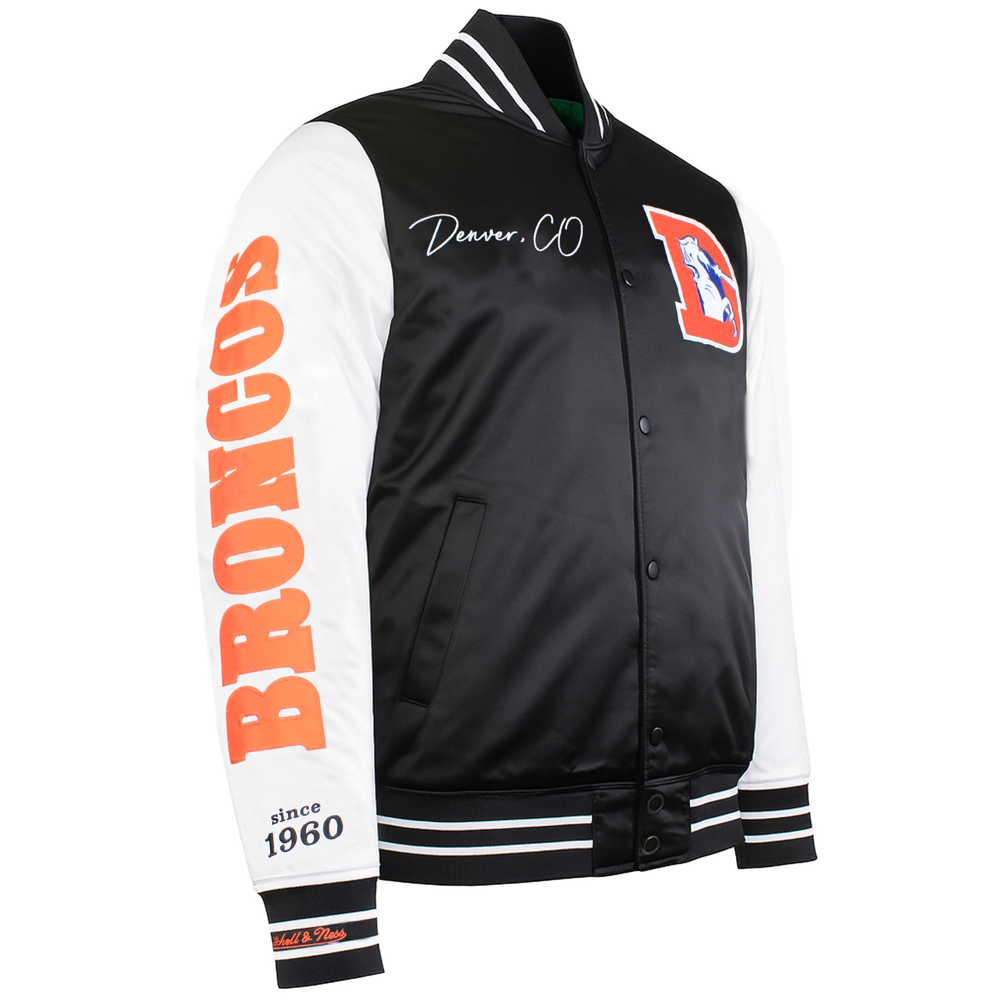 Mitchell & Ness NFL Denver Broncos Mens Satin Bomber Jacket