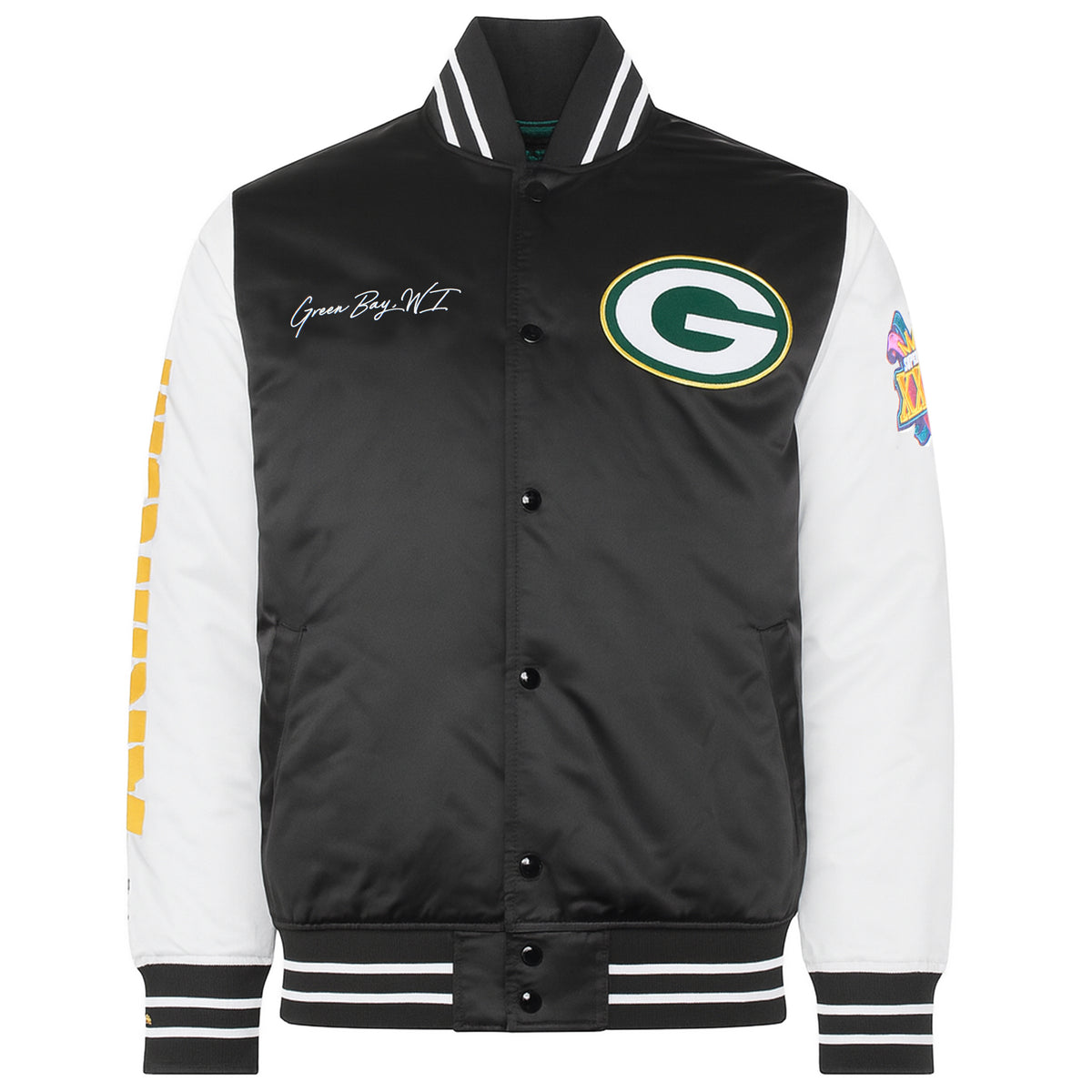 Mitchell & Ness NFL Green Bay Packers Mens Satin Bomber Jacket