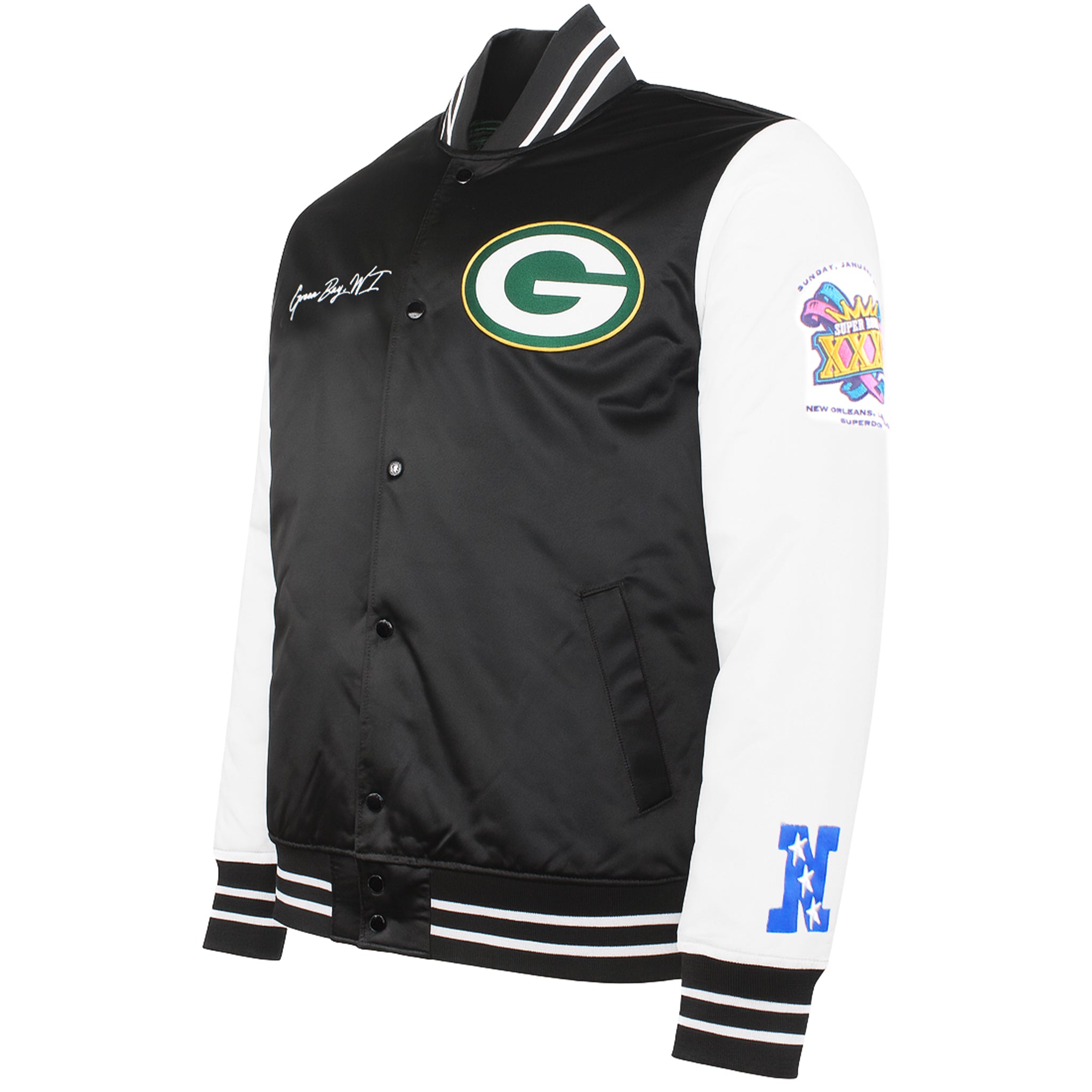 Mitchell & Ness NFL Green Bay Packers Mens Satin Bomber Jacket