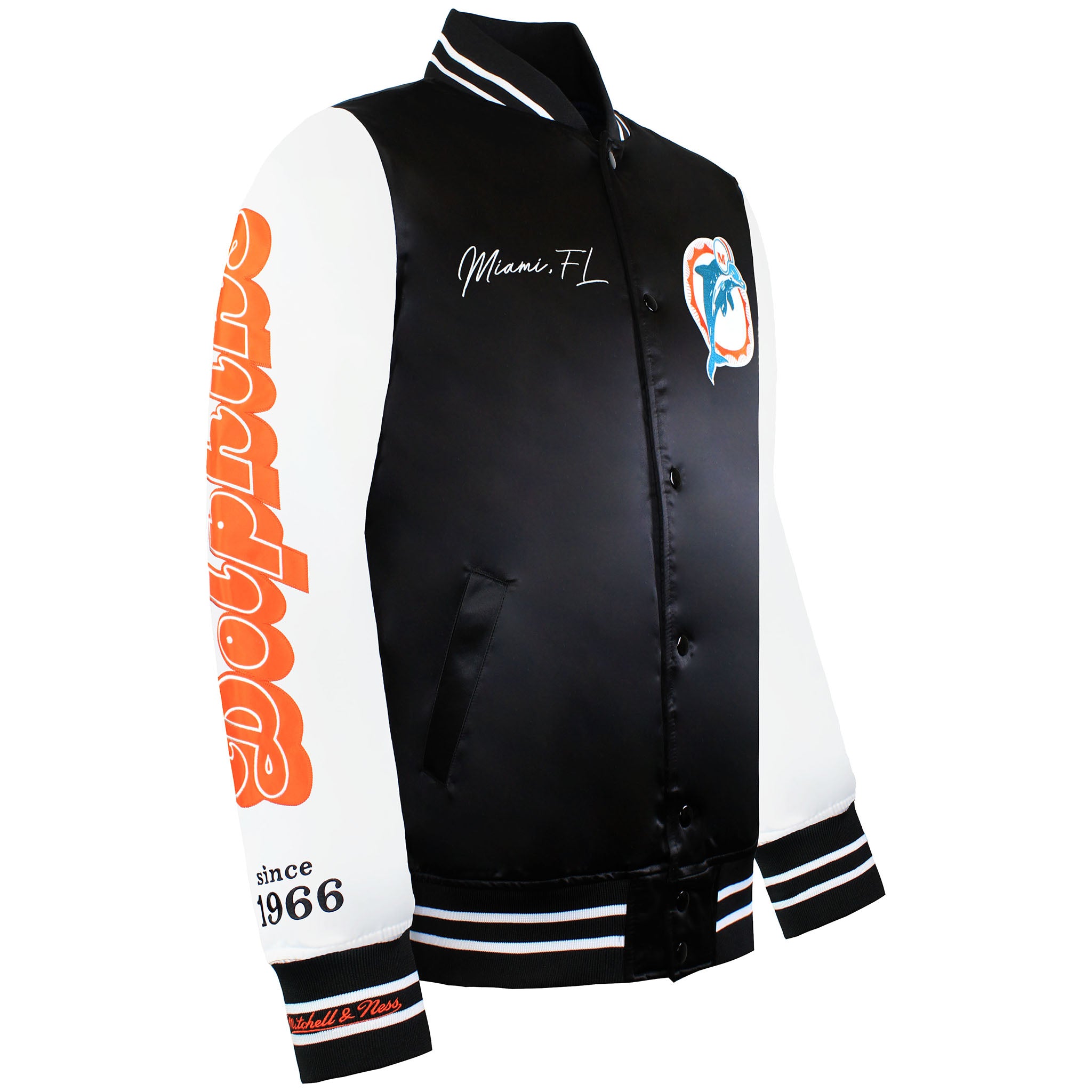 Mitchell & Ness NFL Miami Dolphins Mens Satin Bomber Jacket