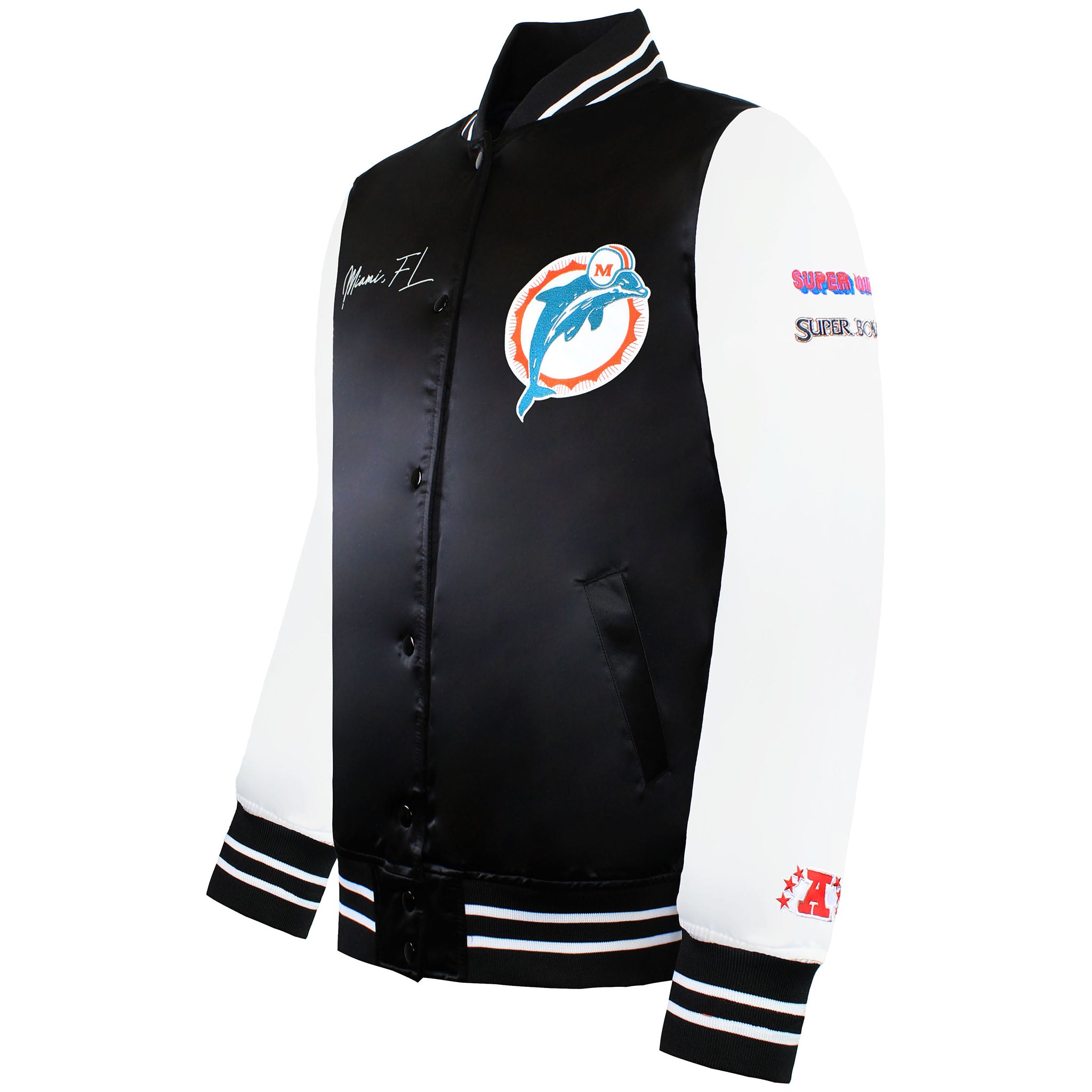 Mitchell & Ness NFL Miami Dolphins Mens Satin Bomber Jacket