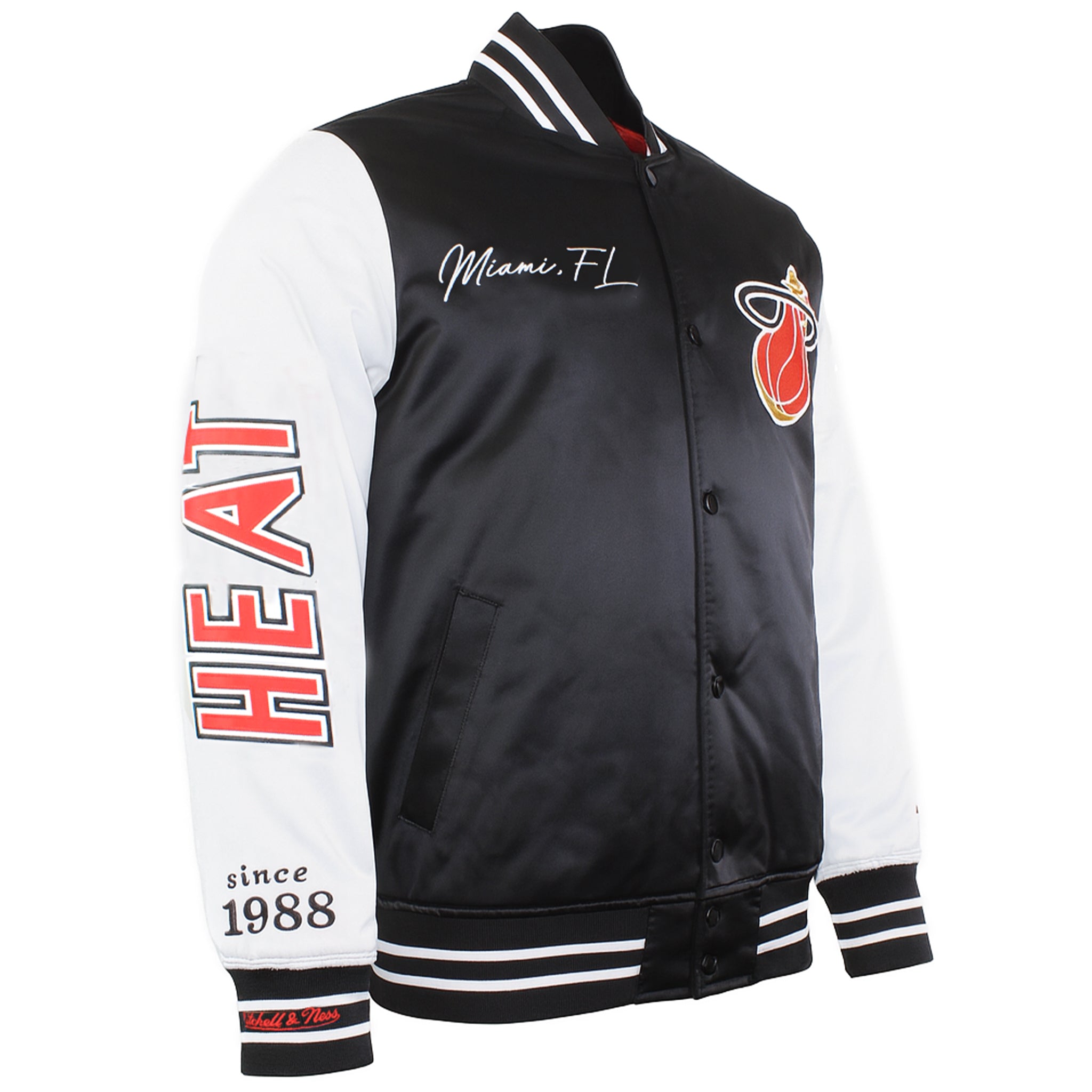 Mitchell & Ness NBA Miami Heat Mens Satin Bomber Jacket