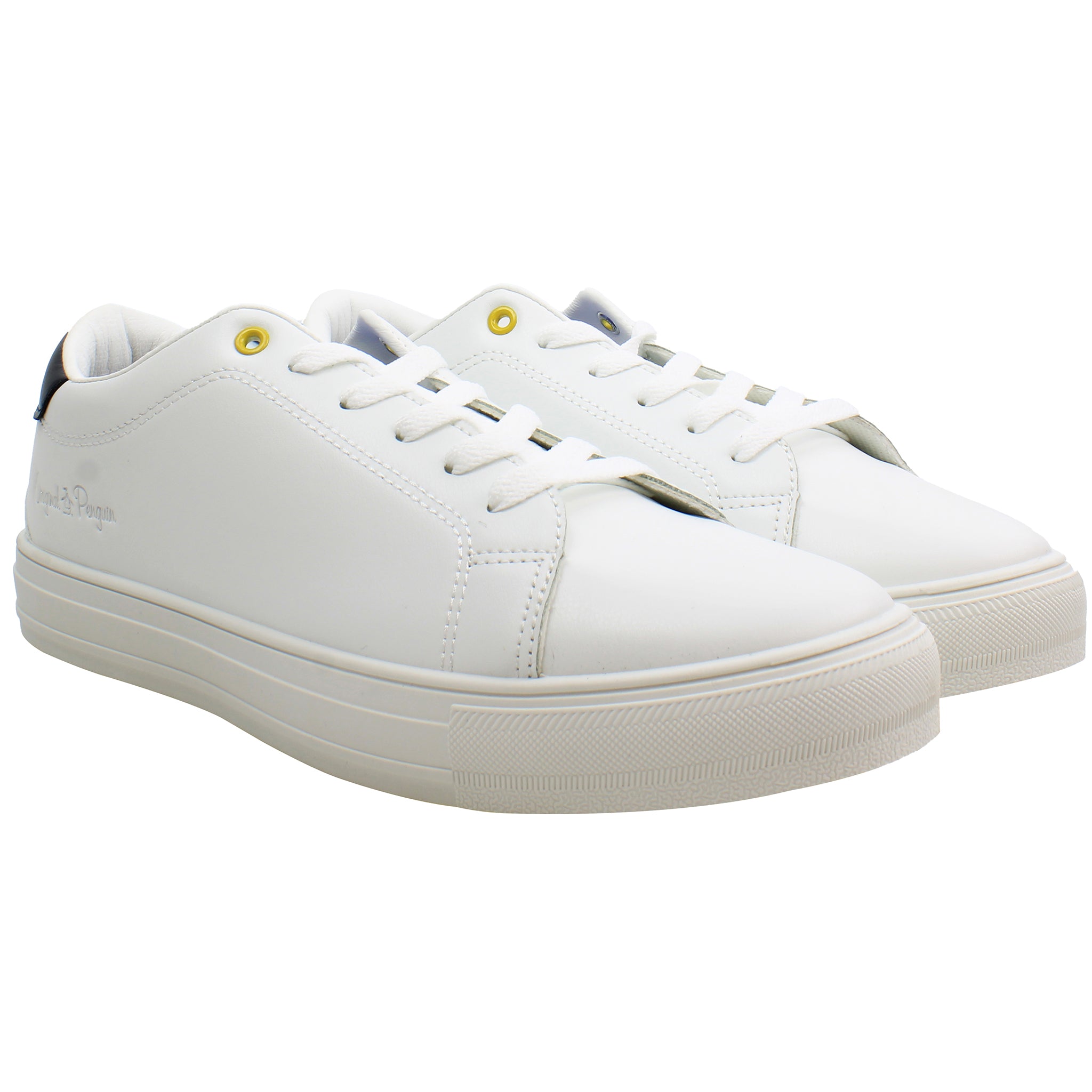 Penguin Arrow Mens White Trainers