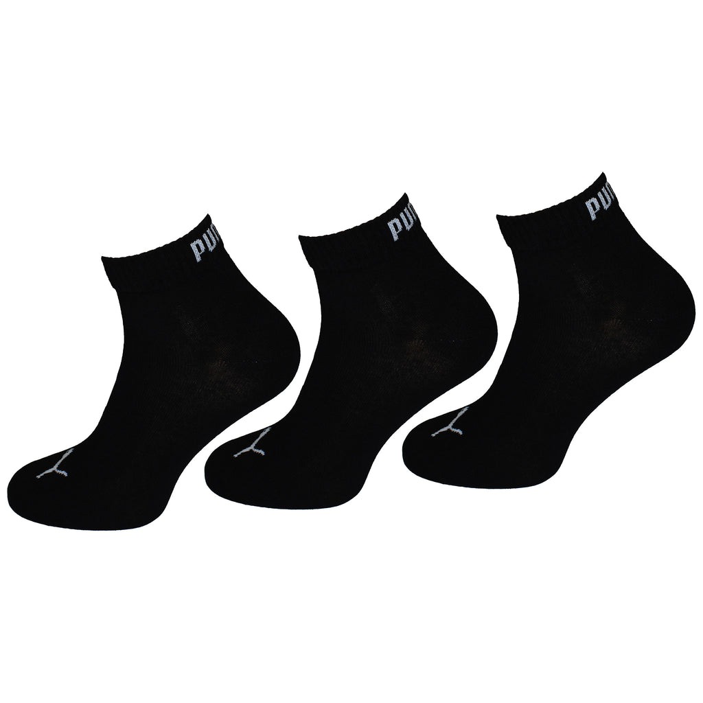 Puma 3-Pack Quarter Mens Black Plain Socks